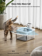 Fontaine à eau en inox blanche DownyPaws — 2,5 L