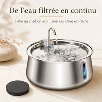 Eau filtrée au charbon actif, fontaine inox 4 L pour chat