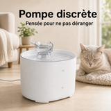 Pompe discrète — Fontaine à eau compacte blanche pour chat – 2,2 L