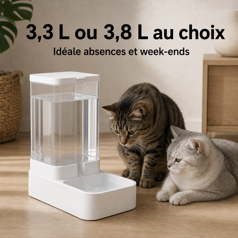 Format et capacité — Fontaine gravitaire 3,3/3,8 L