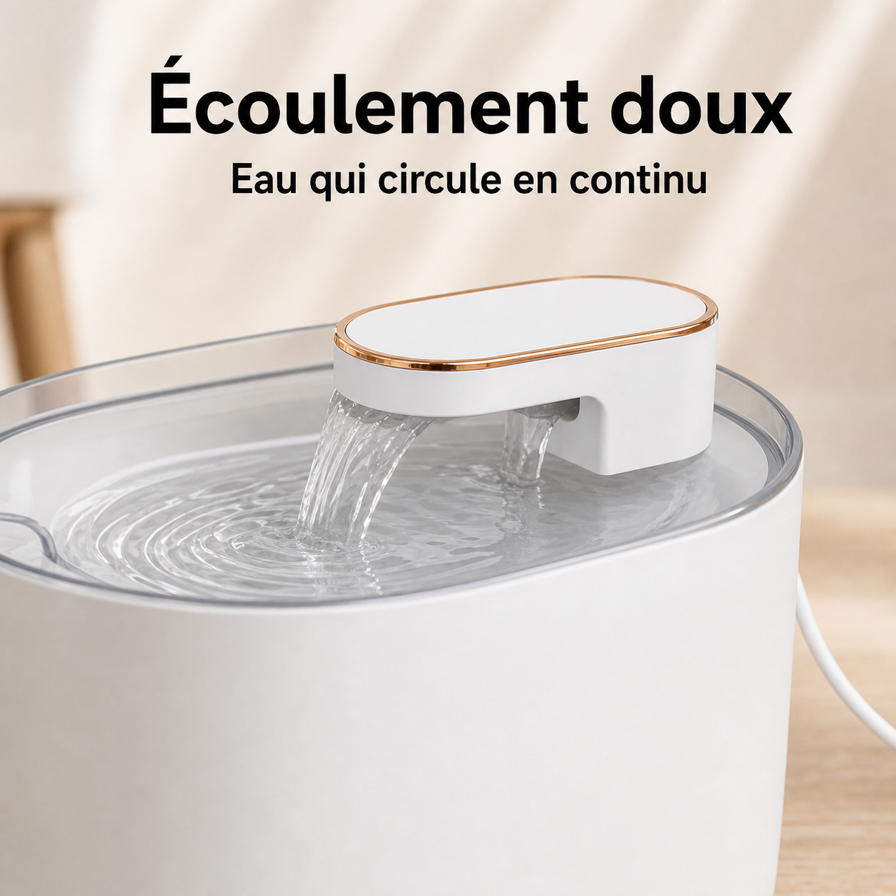 Eau en circulation — Fontaine à eau à écoulement doux blanche — 3 L