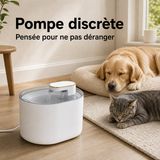 Pompe discrète — Fontaine à eau à écoulement doux blanche — 3 L