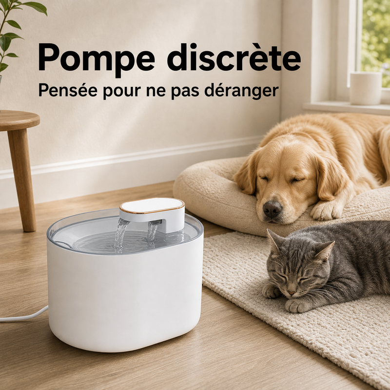 Pompe discrète — Fontaine à eau à écoulement doux blanche — 3 L