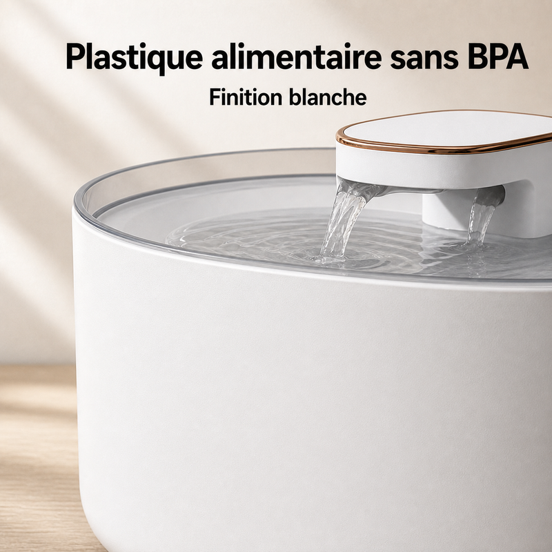 Matériaux sains — Fontaine à eau à écoulement doux blanche — 3 L