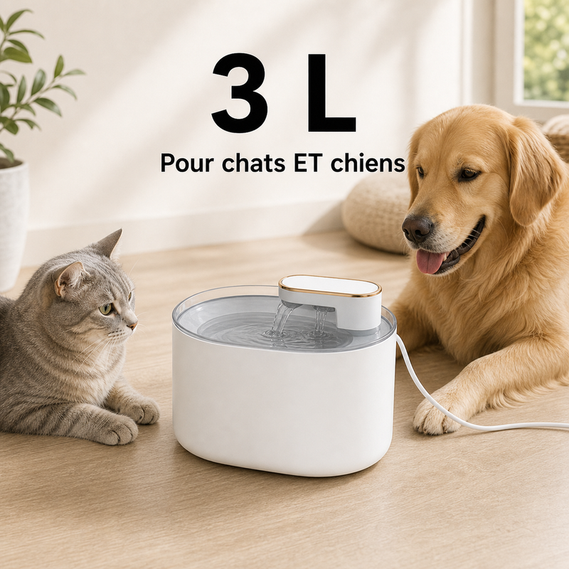 Format et capacité — Fontaine à eau à écoulement doux blanche — 3 L