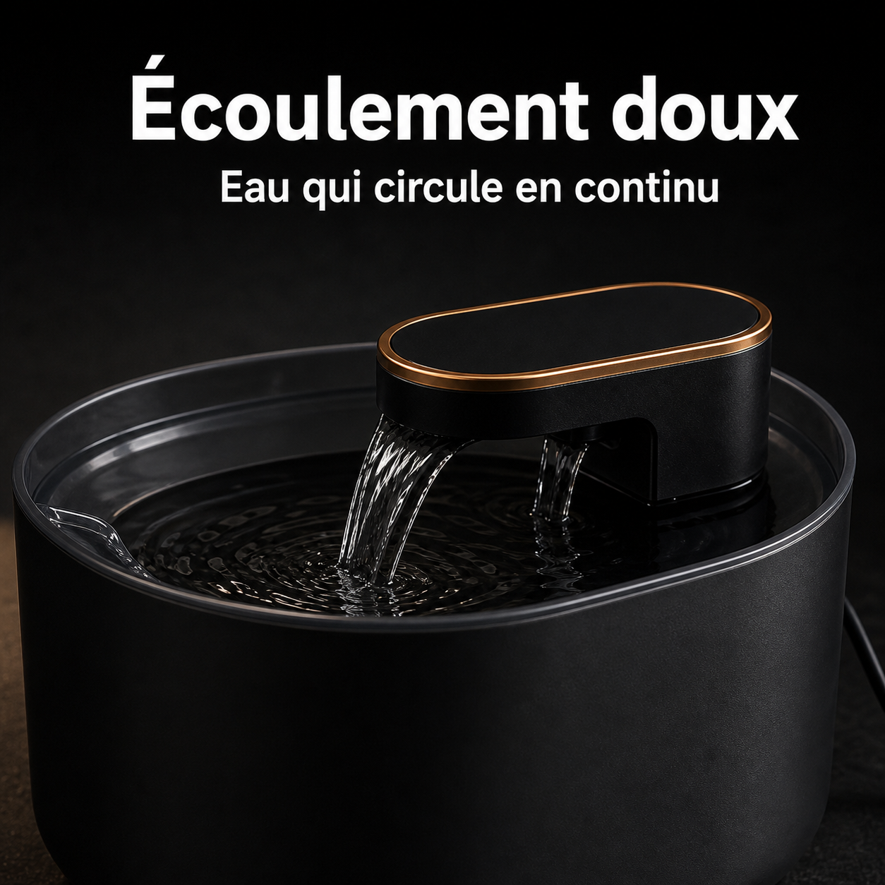 Eau en circulation — Fontaine à eau à écoulement doux noir — 3 L