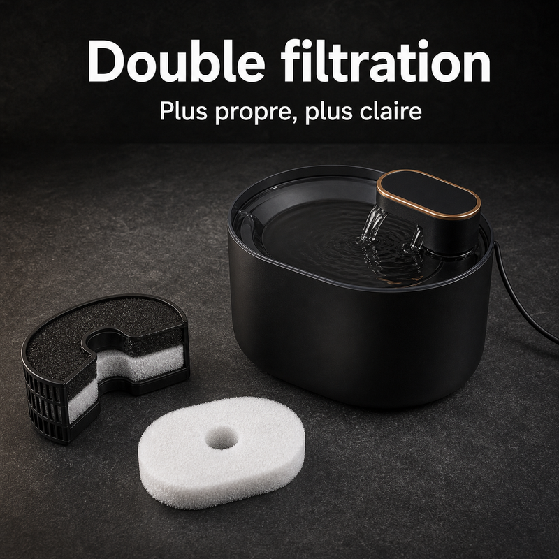 Eau filtrée propre — Fontaine à eau à écoulement doux noir — 3 L