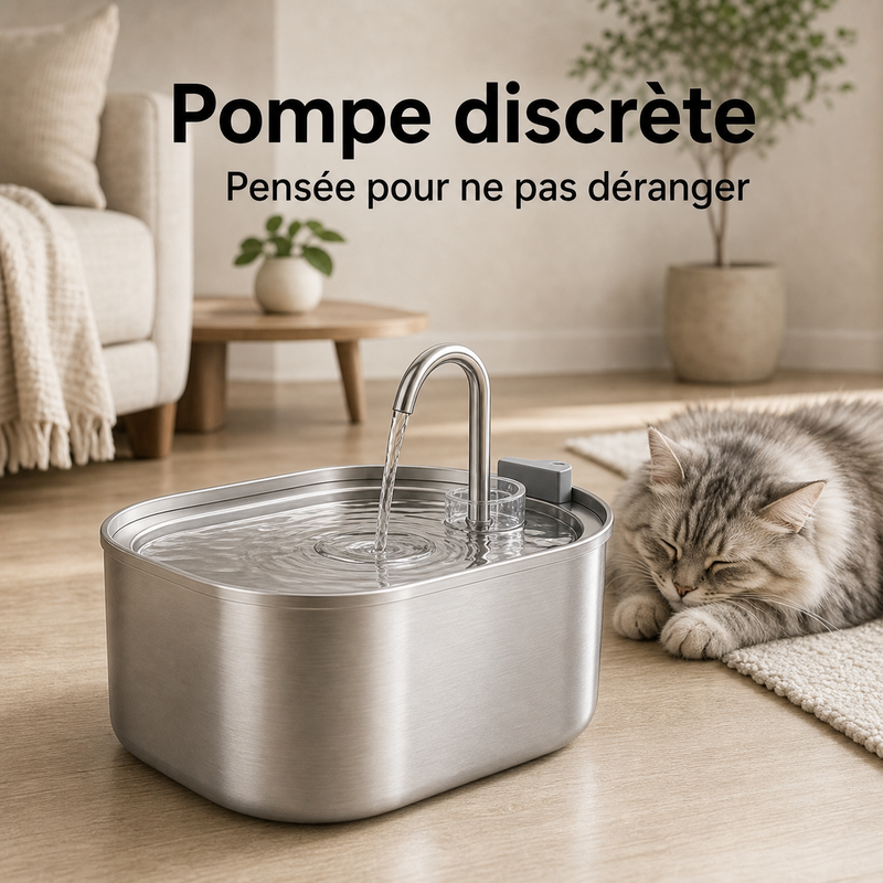 Pompe discrète — Fontaine inox ovale 3,2 L