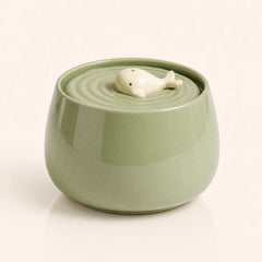 Fontaine à eau en céramique vert baleine pour chat - 1,3L