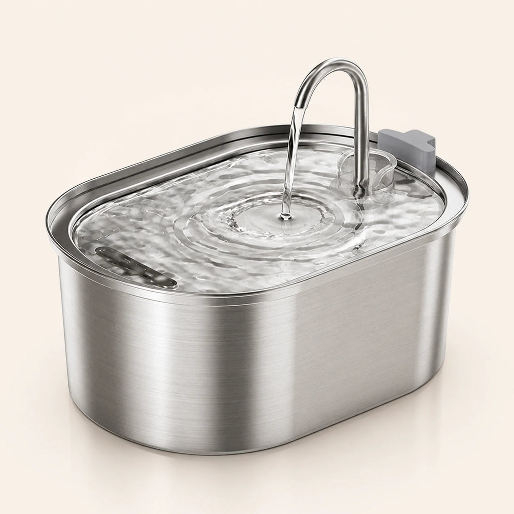 Fontaine à eau en acier inoxydable ovale pour chat – 3,2 L