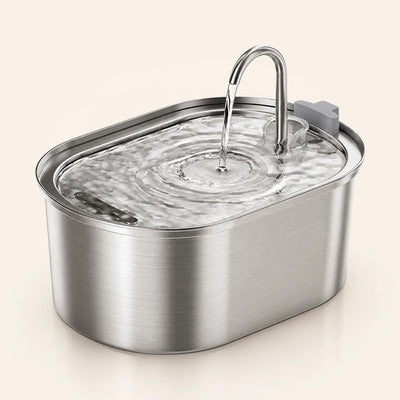 Fontaine à eau en acier inoxydable ovale pour chat – 3,2 L