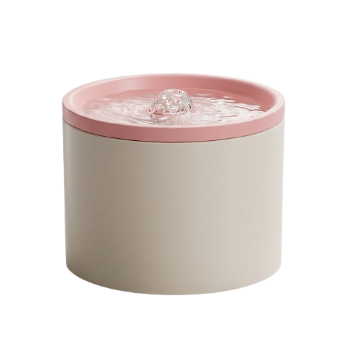 Fontaine à eau en céramique blanche et rose pour chat – 1 L
