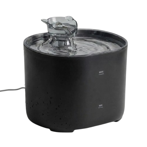 Fontaine à eau compacte noire pour chat 2,2L