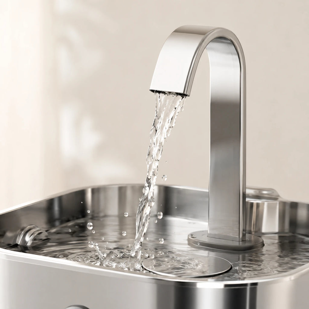 Fontaine inox bec robinet arche carrée 2,2 L - filet d'eau en marche