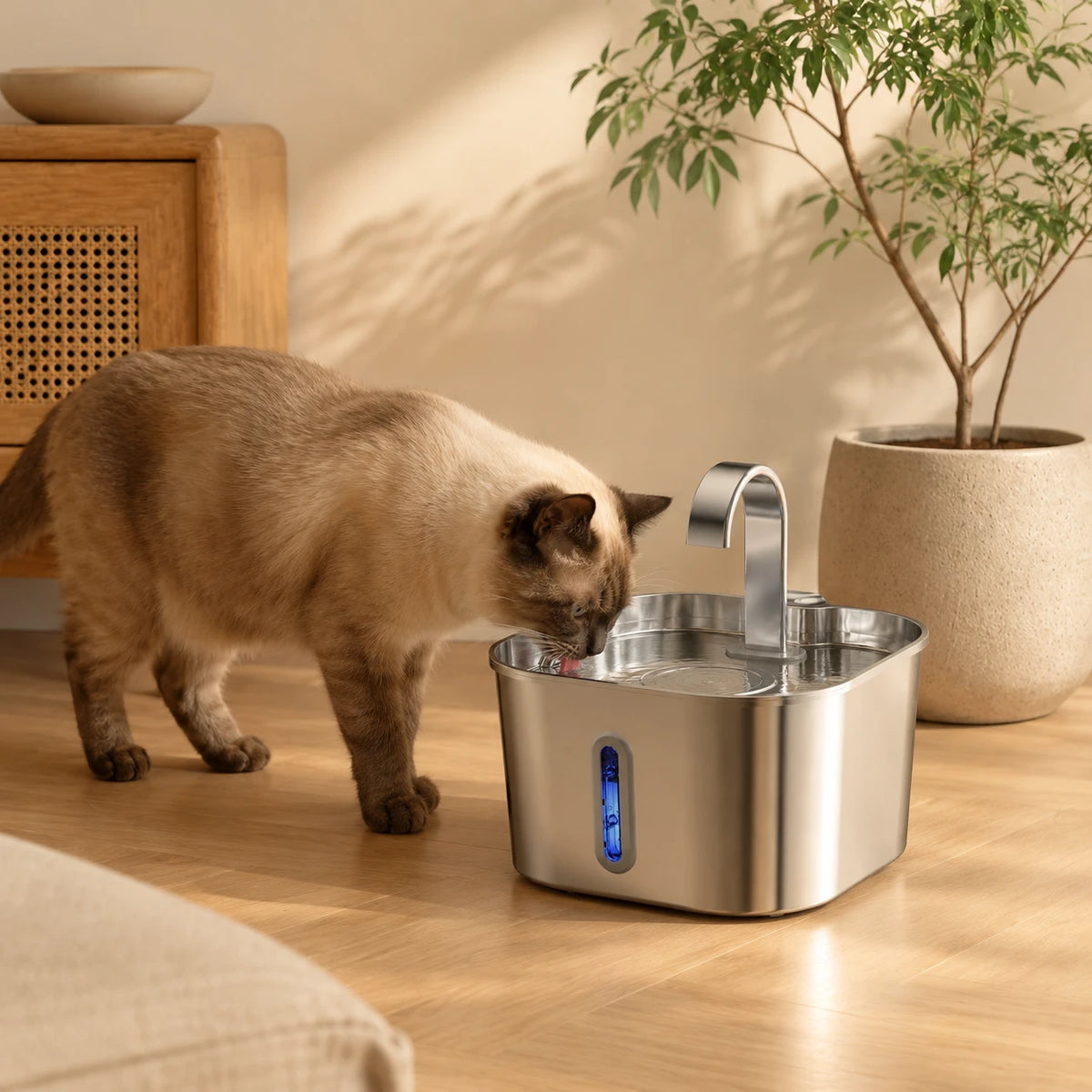 Fontaine inox bec robinet arche carrée 2,2 L - en situation dans un intérieur