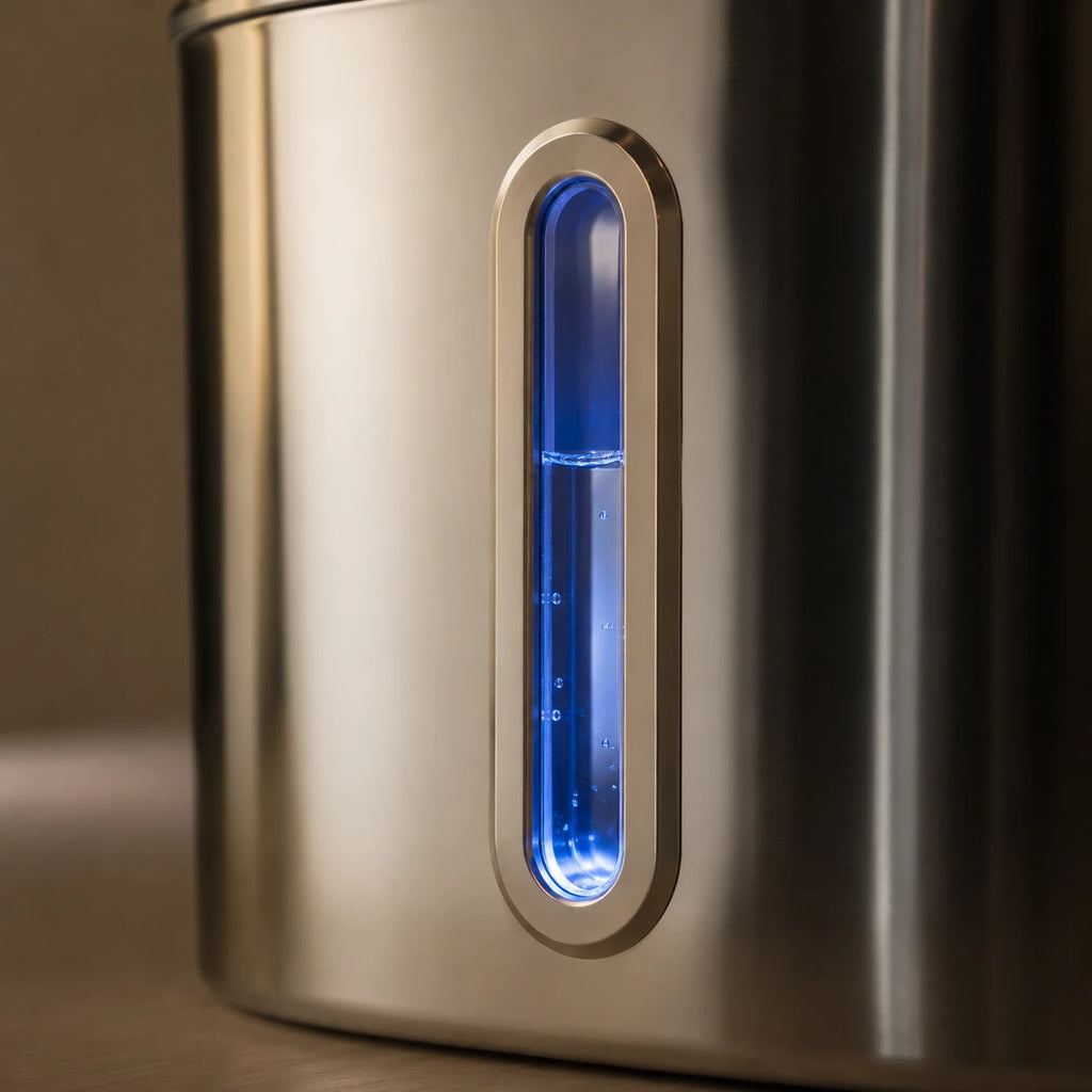 Fontaine inox bec robinet arche carrée 2,2 L - hublot LED niveau d'eau