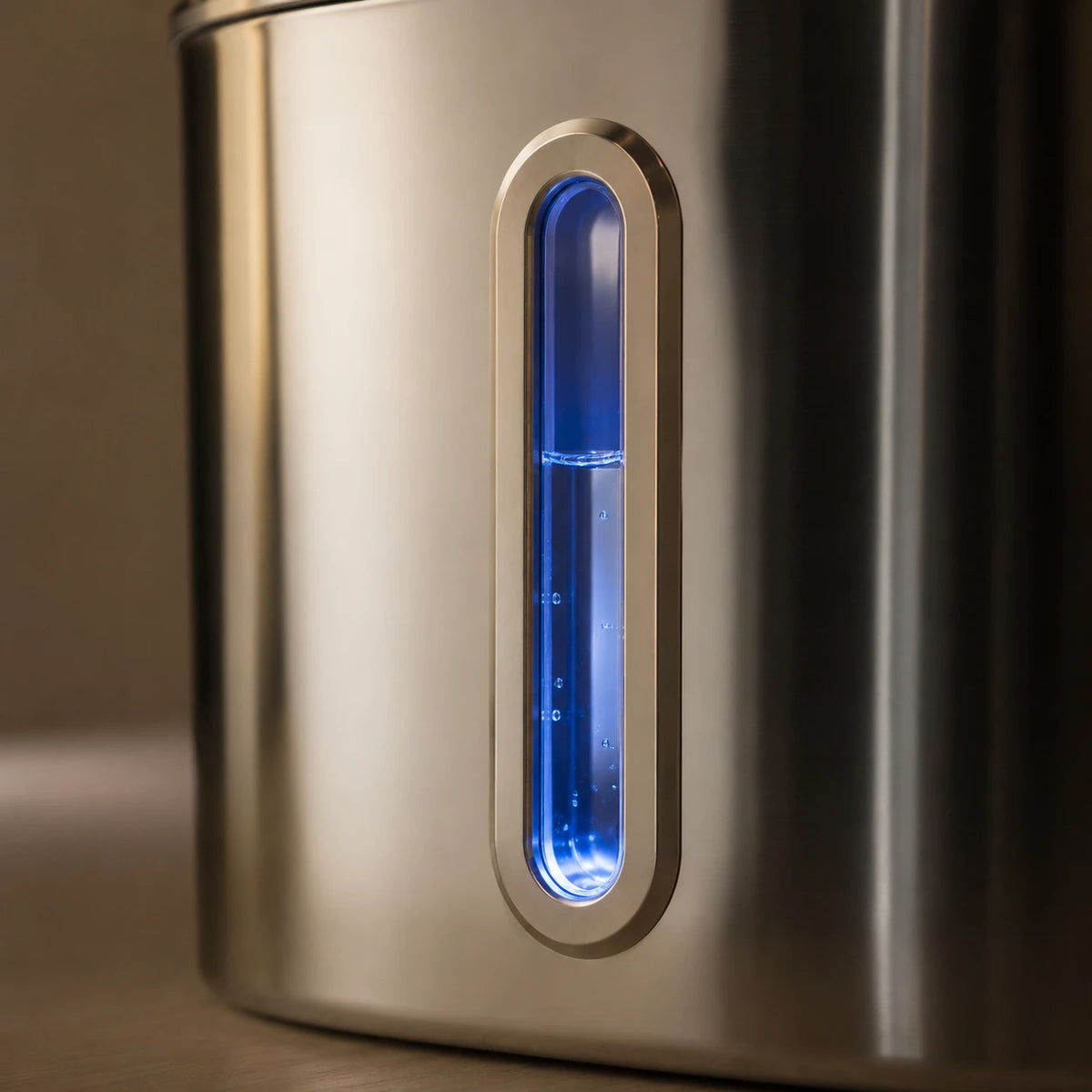 Fontaine inox bec robinet arche carrée 2,2 L - hublot LED niveau d'eau