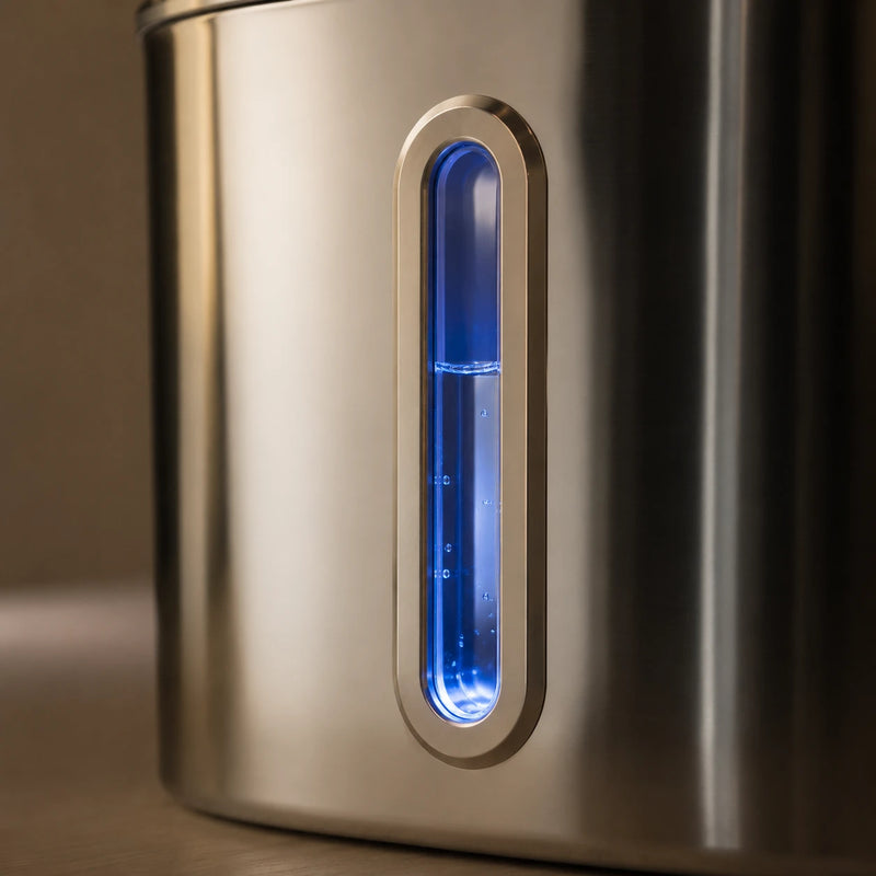 Fontaine inox bec robinet arche carrée 2,2 L - hublot LED niveau d'eau