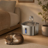 Fontaine inox bec robinet arche carrée 2,2 L - silencieuse, chat qui dort