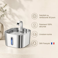Fontaine inox bec robinet arche carrée 2,2 L - garanties et SAV français