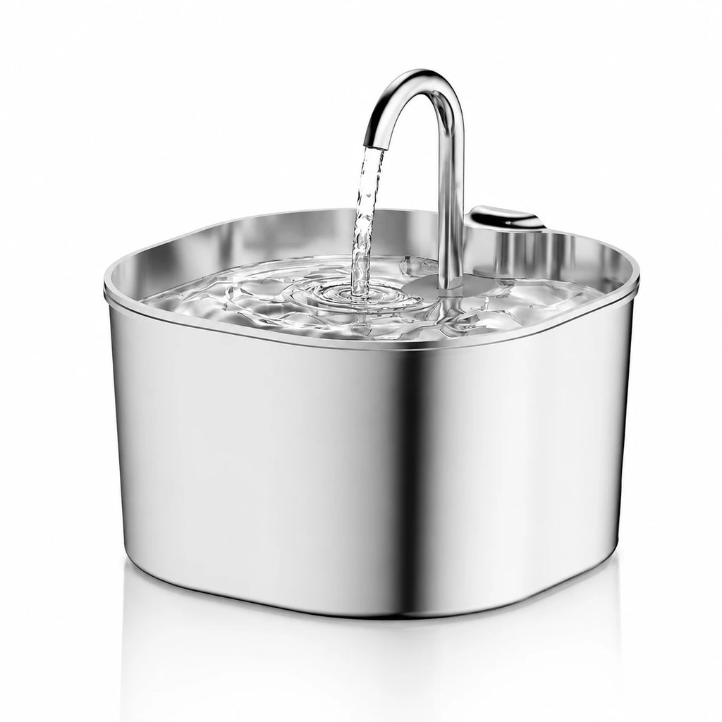 Fontaine à eau pour chat inox bec robinet carré 2,2 L - vue principale