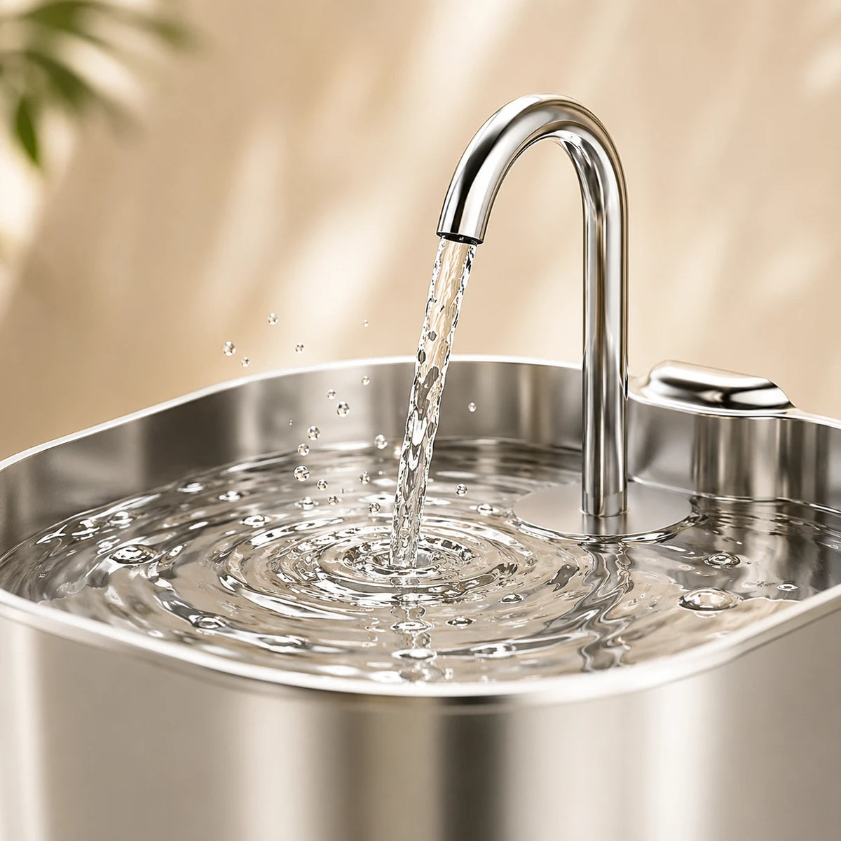 Fontaine inox bec robinet carré 2,2 L - filet d'eau en marche