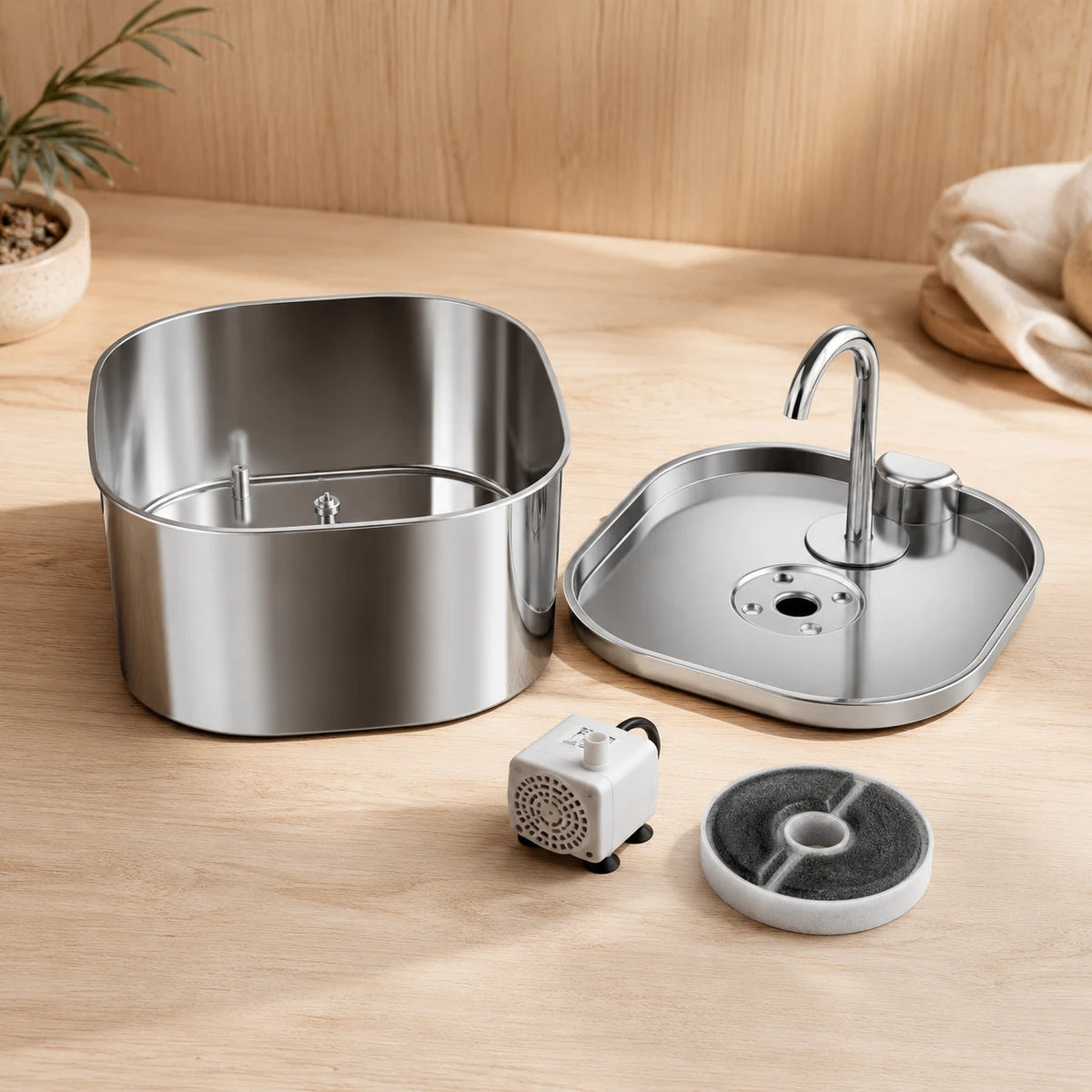 Fontaine inox bec robinet carré 2,2 L - entretien facile, démontée