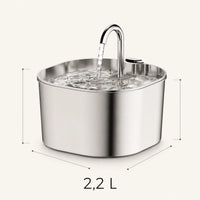 Fontaine inox bec robinet carré 2,2 L - dimensions et contenance 2,2 L