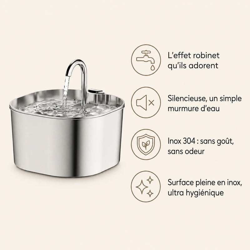Fontaine inox bec robinet carré 2,2 L - bénéfices