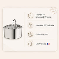 Fontaine inox bec robinet carré 2,2 L - garanties et SAV français