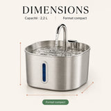 Dimensions fontaine inox bec robinet 2,2 L