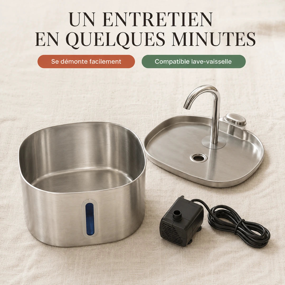 Fontaine inox bec robinet démontée, entretien facile