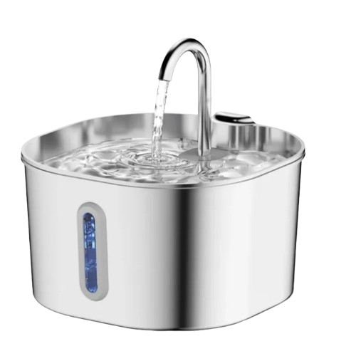 Fontaine à eau inox bec robinet pour chat 2,2L