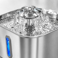 Fontaine inox cascade fleur à hublot LED 2,2 L - cascade fleur en marche