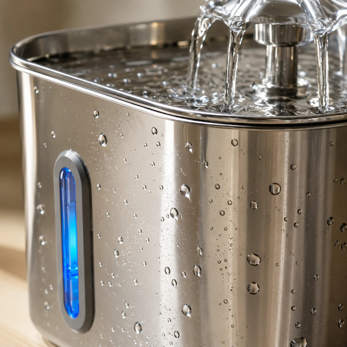 Fontaine inox cascade fleur à hublot LED 2,2 L - acier inoxydable 304