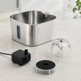 Fontaine inox cascade fleur à hublot LED 2,2 L - entretien facile, démontée