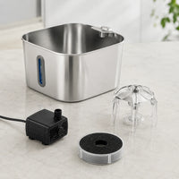 Fontaine inox cascade fleur à hublot LED 2,2 L - entretien facile, démontée