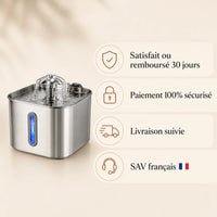 Fontaine inox cascade fleur à hublot LED 2,2 L - garanties et SAV français