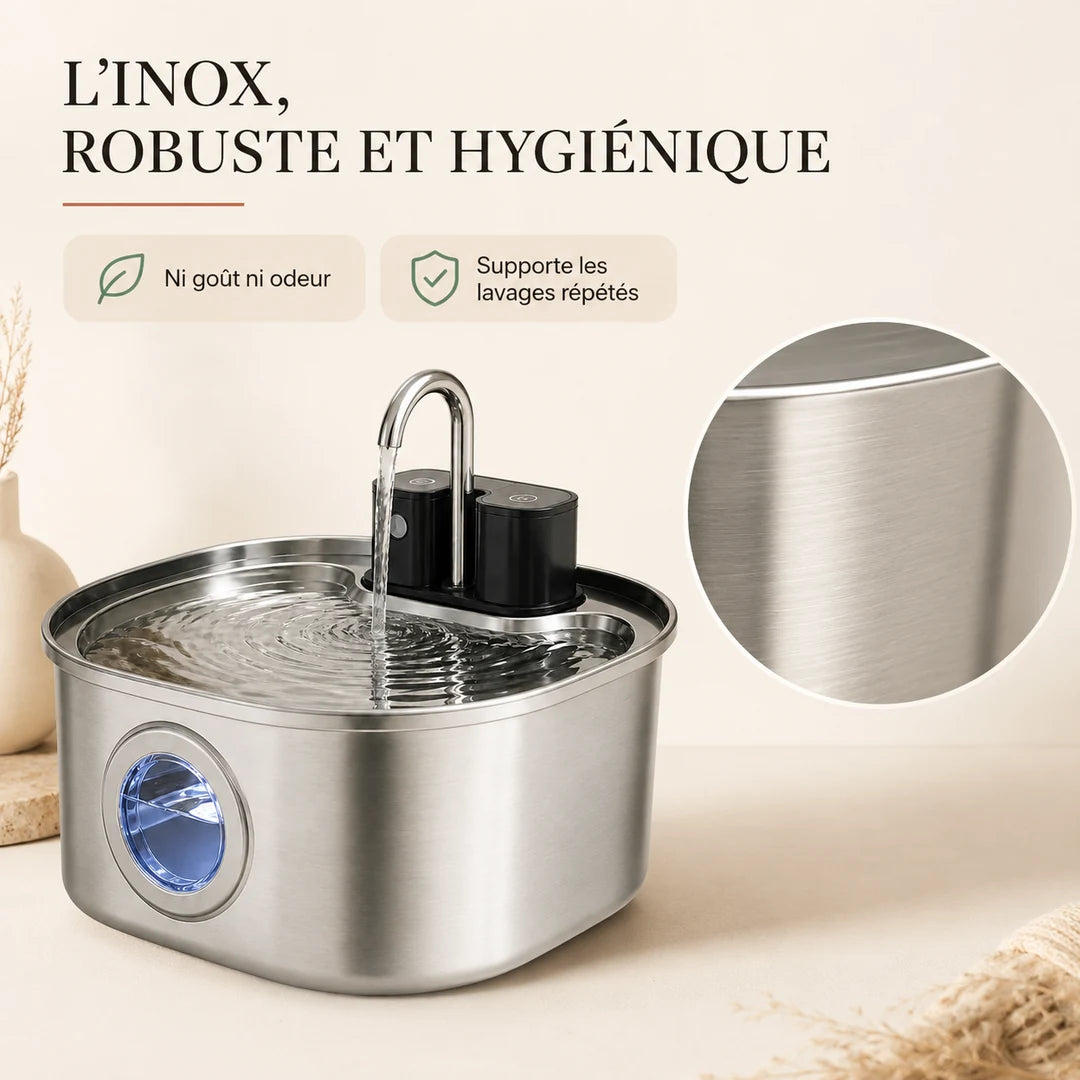 Fontaine à chat en acier inoxydable 304 robuste et hygiénique Image