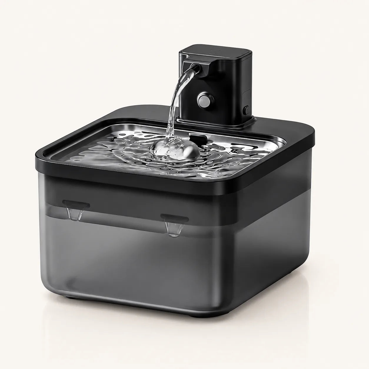 Fontaine à eau en inox noir DownyPaws — 2,5 L