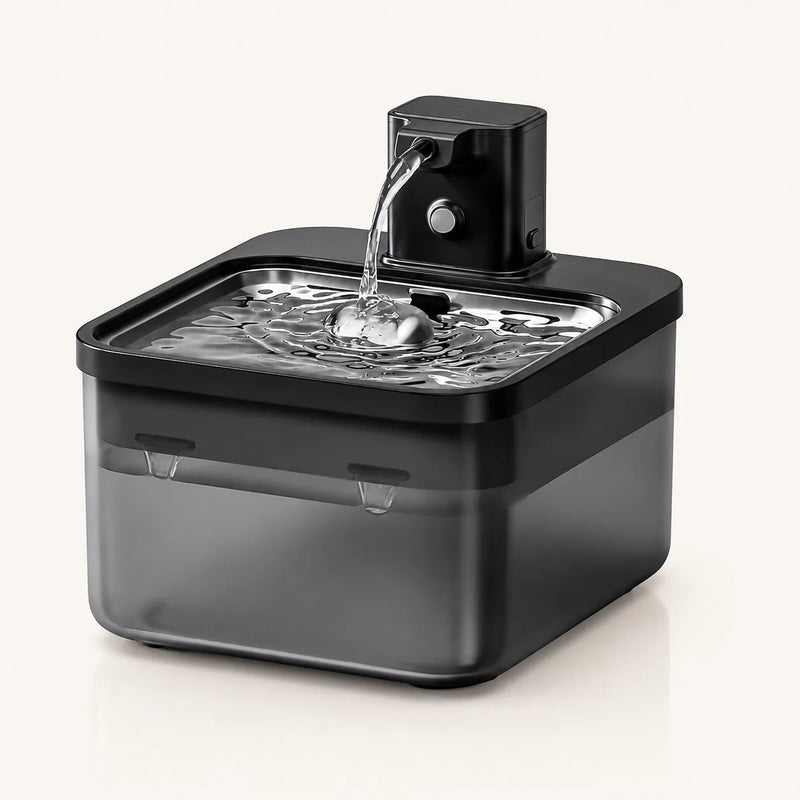 Fontaine à eau en inox noir DownyPaws — 2,5 L