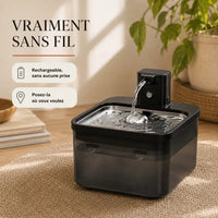 Fontaine inox noir sans fil à batterie rechargeable pour chat