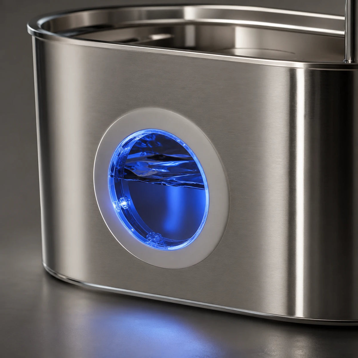 Fontaine inox ovale bec robinet à hublot LED 2,2 L - hublot LED niveau d'eau