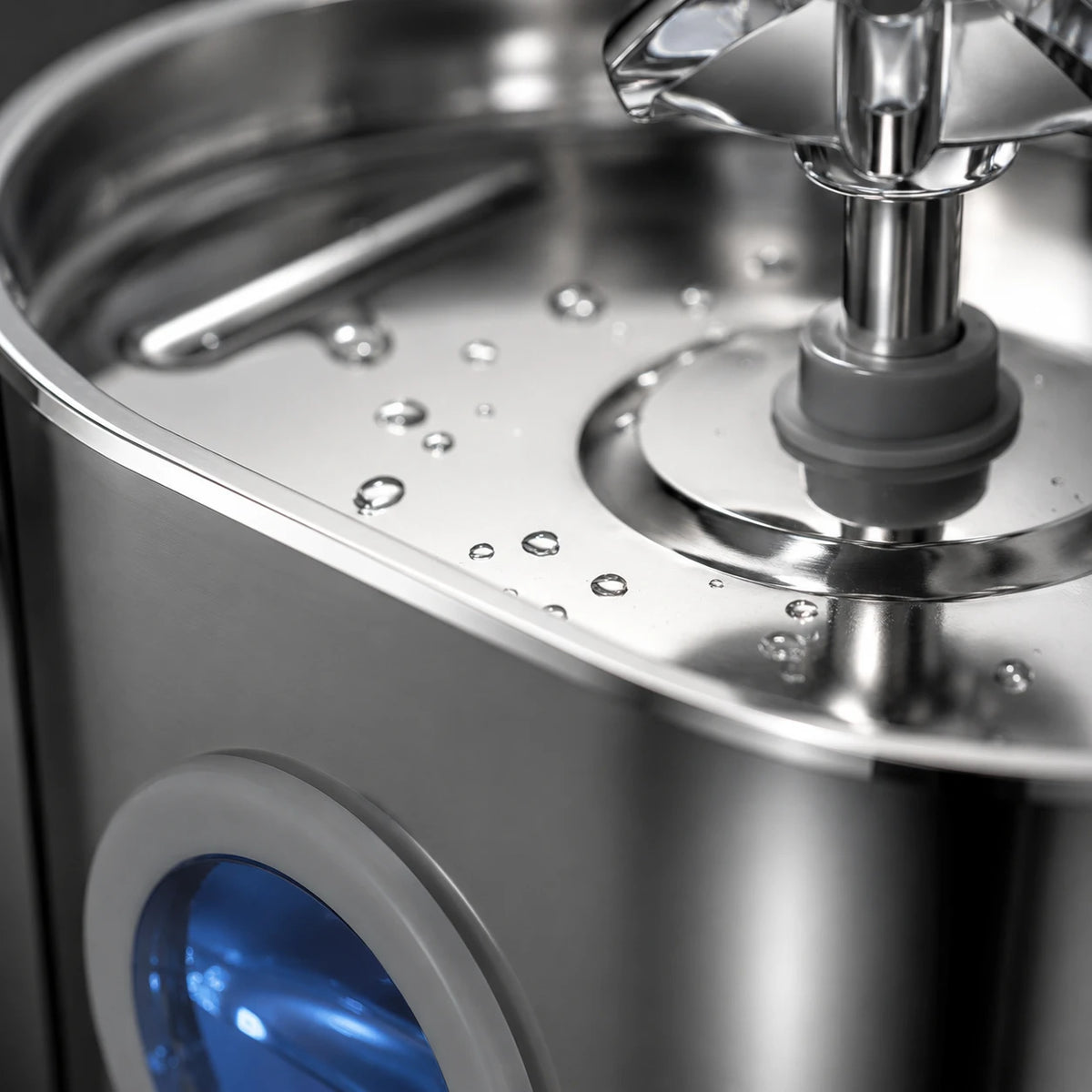 Fontaine inox ovale cascade fleur à hublot LED 2,2 L - acier inoxydable 304