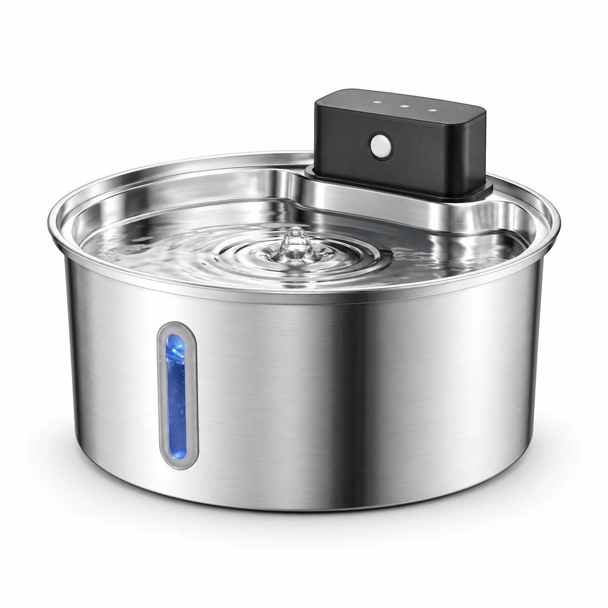 Fontaine à eau pour chat en inox sans fil ronde 3,2 L épurée à capteur, sans bec