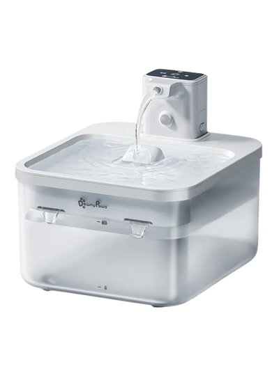 Fontaine à eau plastique blanche DownyPaws 2,5L pour chat