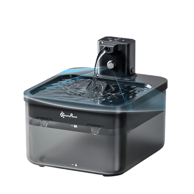 Fontaine à eau plastique noire DownyPaws 2,5L pour chat