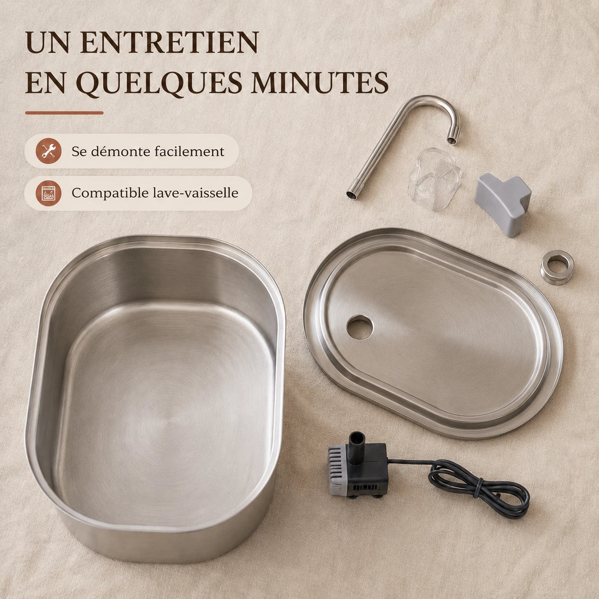 Un entretien en quelques minutes, compatible lave-vaisselle
