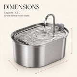 Dimensions de la fontaine à eau inox 3,2 L