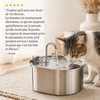 Avis client - chat qui boit à la fontaine